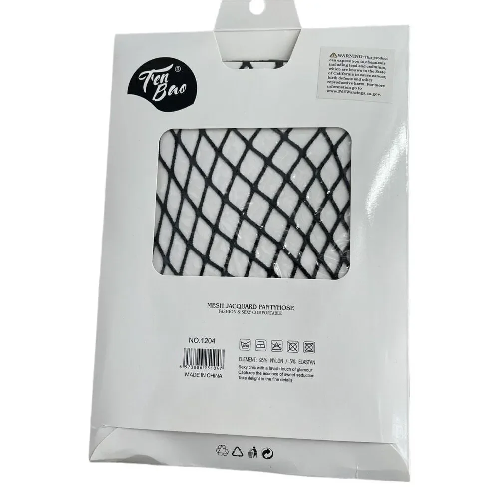 NWT mesh jacquard Ten Bao pantyhose  large pattern 95% nylon and 5% Elastan
